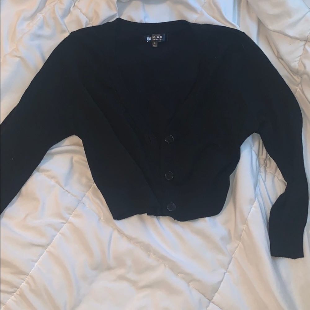 3/4 Sleeve Button Down Crop Sweater